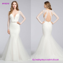 Chantilly Lace A-Line vestido de novia modificado con escote en V curvado
